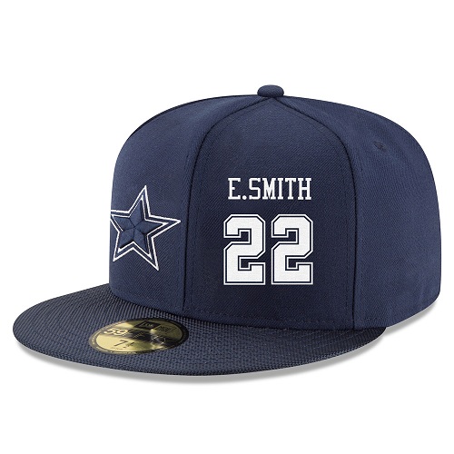 NFL Dallas Cowboys #22 Emmitt Smith Stitched Snapback Adjustable Player Hat - Navy/White